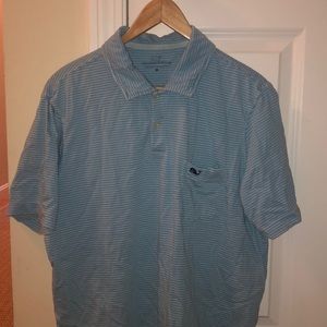 Baby blue Vineyard Vines striped polo